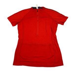 Ibex Womens Size M Orange Cycling Jersey Short Sleeve *Flaw